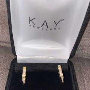 New Diamond Earrings 1/4 CT Gold 10K hoops